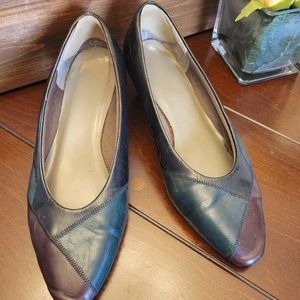 Vintage multi patchwork women's leather pumps